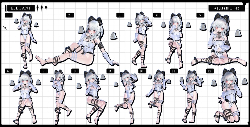 🧿72h10POSEGIFT&~6.11SALE🧿【FREE/商用OK】撮影向けPoseAnimation ❮ ⁺500-Vol.2 ❯