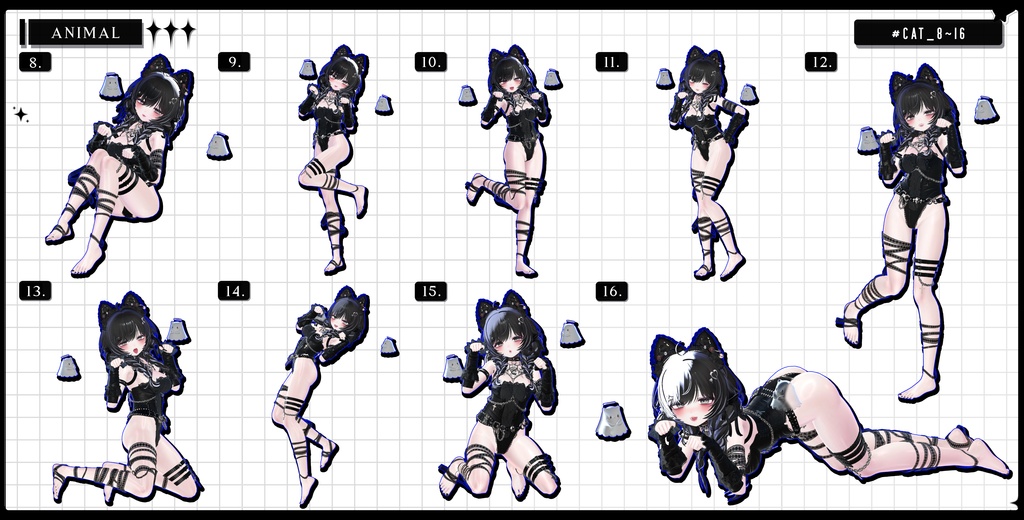 🧿72h10POSEGIFT&~6.11SALE🧿【FREE/商用OK】撮影向けPoseAnimation ❮ ⁺500-Vol.2 ❯