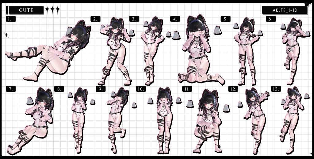 🧿72h10POSEGIFT&~6.11SALE🧿【FREE/商用OK】撮影向けPoseAnimation ❮ ⁺500-Vol.2 ❯