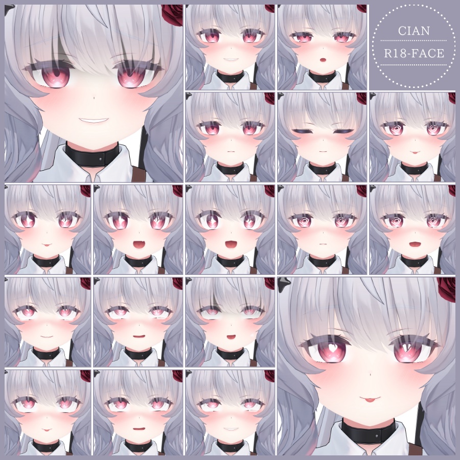 ⏰️24hFREE-20FACE⏰️【FREE/無料】Cian100Type❥動くまばたきFace&PoseAnimations ⌖ ݁˚