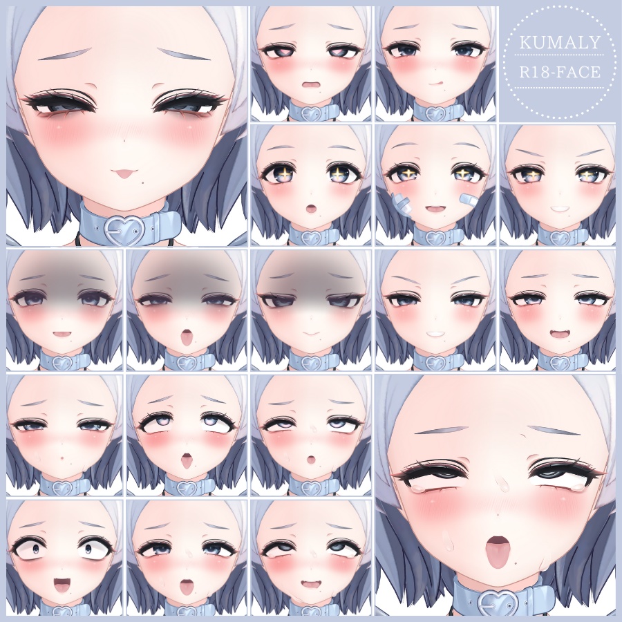 ⏰️24hFREE-10FACE⏰️【FREE/無料】Kumaly100Type❥動くまばたきFace&PoseAnimations ⌖ ݁˚