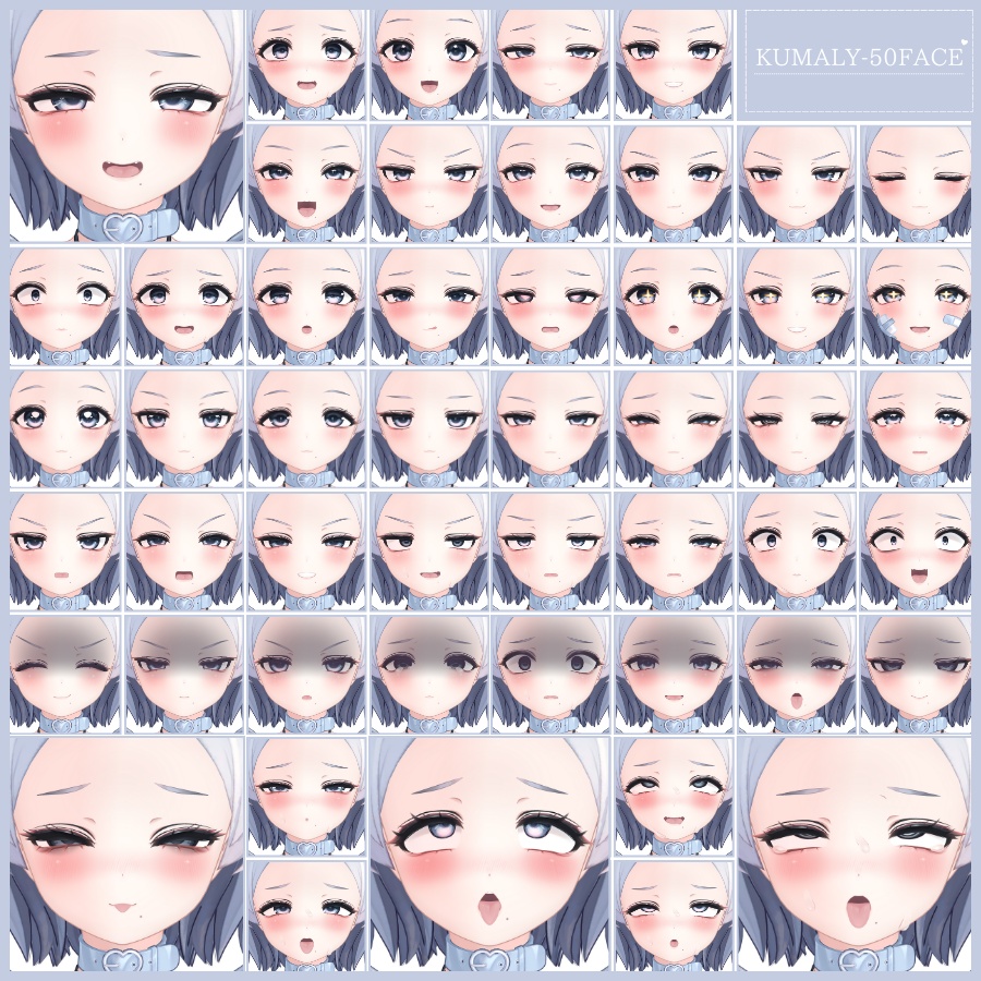 ⏰️24hFREE-10FACE⏰️【FREE/無料】Kumaly100Type❥動くまばたきFace&PoseAnimations ⌖ ݁˚