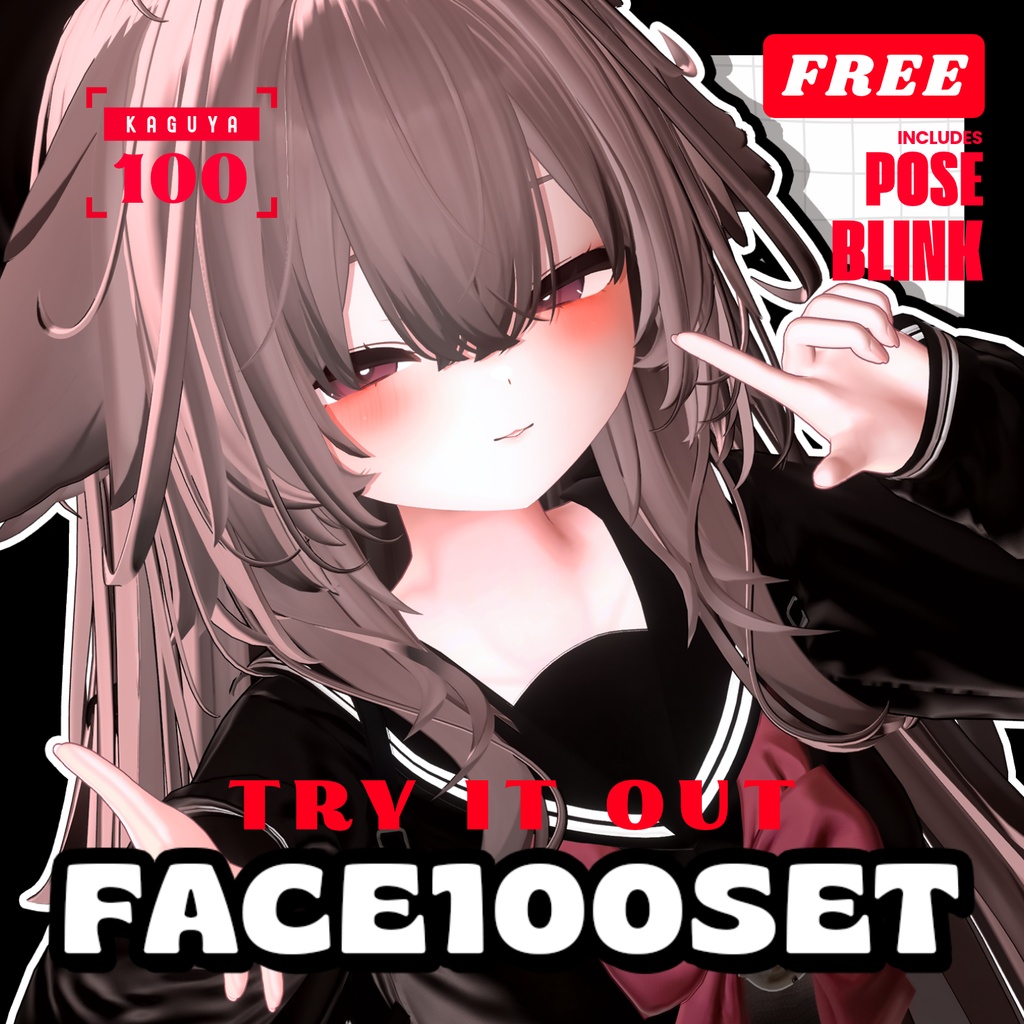 💟10.20更新【 FREE - 無料 】✦✦ Kaguya100FACE⁺POSE⁺まばたきアニメーション
