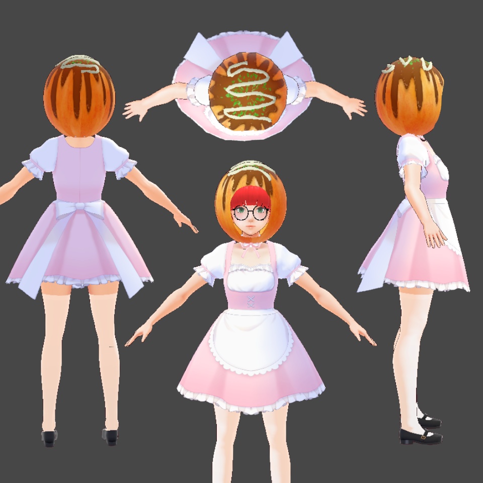 【VRoid】たこ焼き帽子【つけ髪】