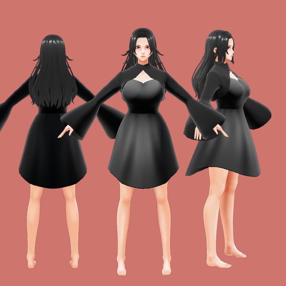 【VRoid】シンプル魔女ドレス【無料】