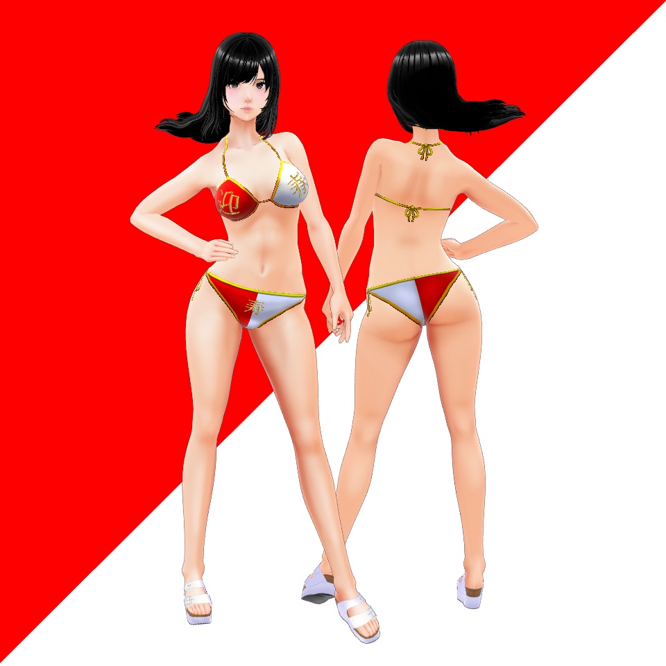 【VRoid】紅白水着【FREE】