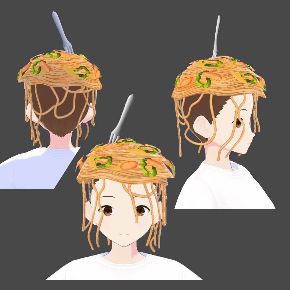 【VRoid】パスタヘアー(ナポリタン)【FREE】