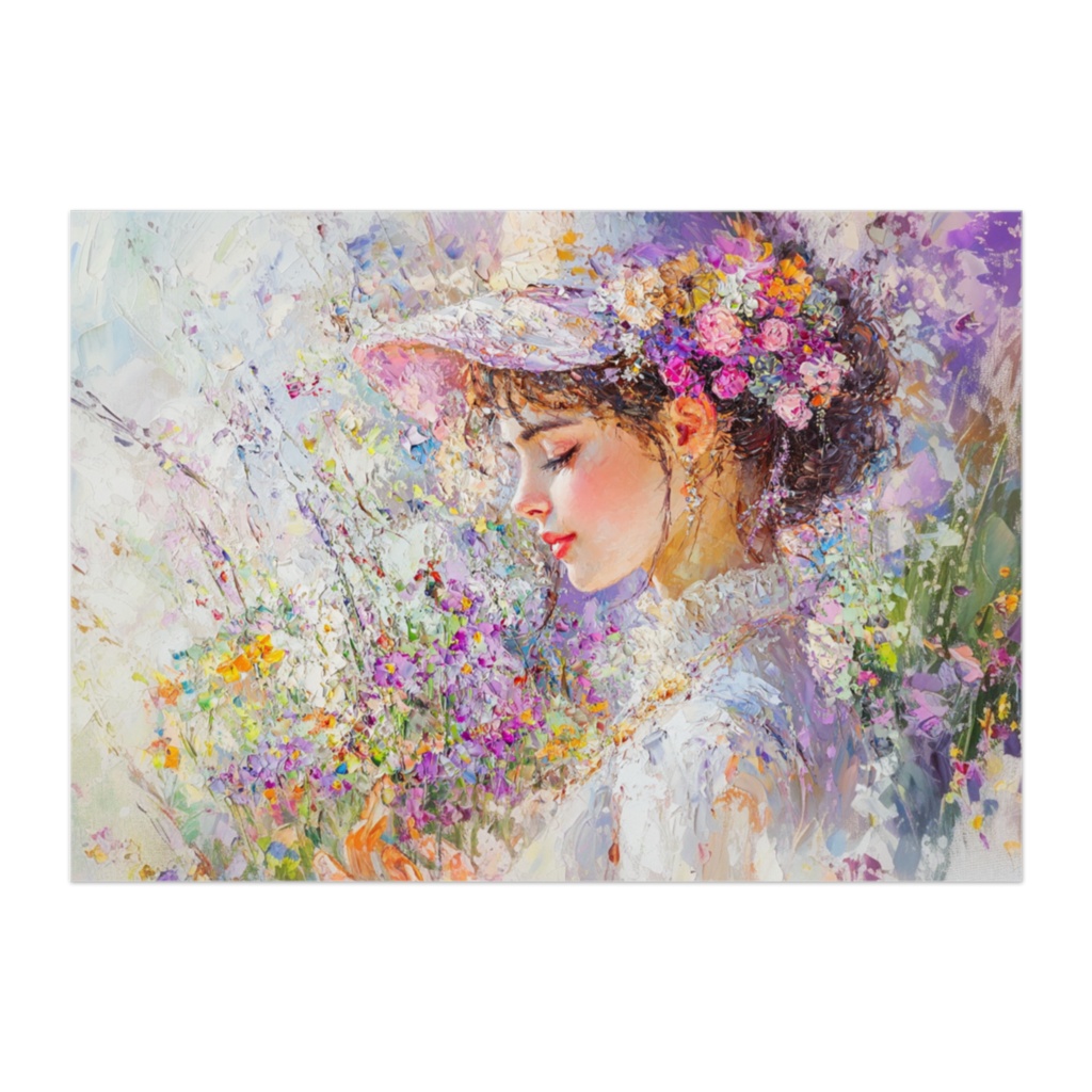 紫の花飾りの少女