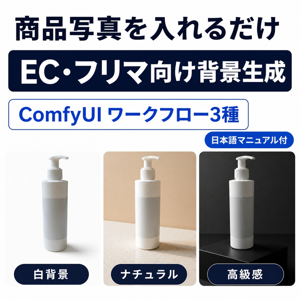 商品写真を入れるだけ｜EC・フリマ向け背景生成 ComfyUIワークフロー3種