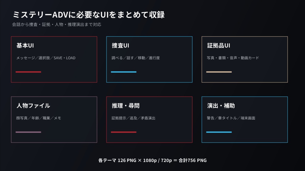 現代ミステリー・サスペンスADV UI素材セット
