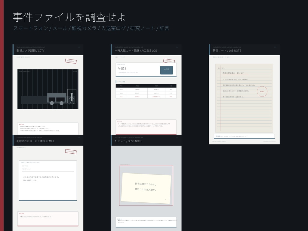 1人で遊べる現代ミステリー推理ゲーム CASE 01「消えた研究員」