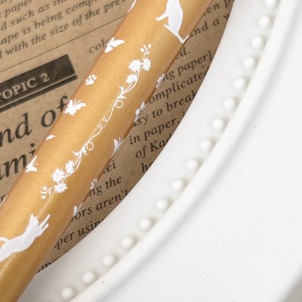 猫柄ハーバリウムボールペン 本体茶色×オレンジ系ハンドメイド ドライフラワー 文房具 筆記用具 プレゼント 推し活 推しカラー