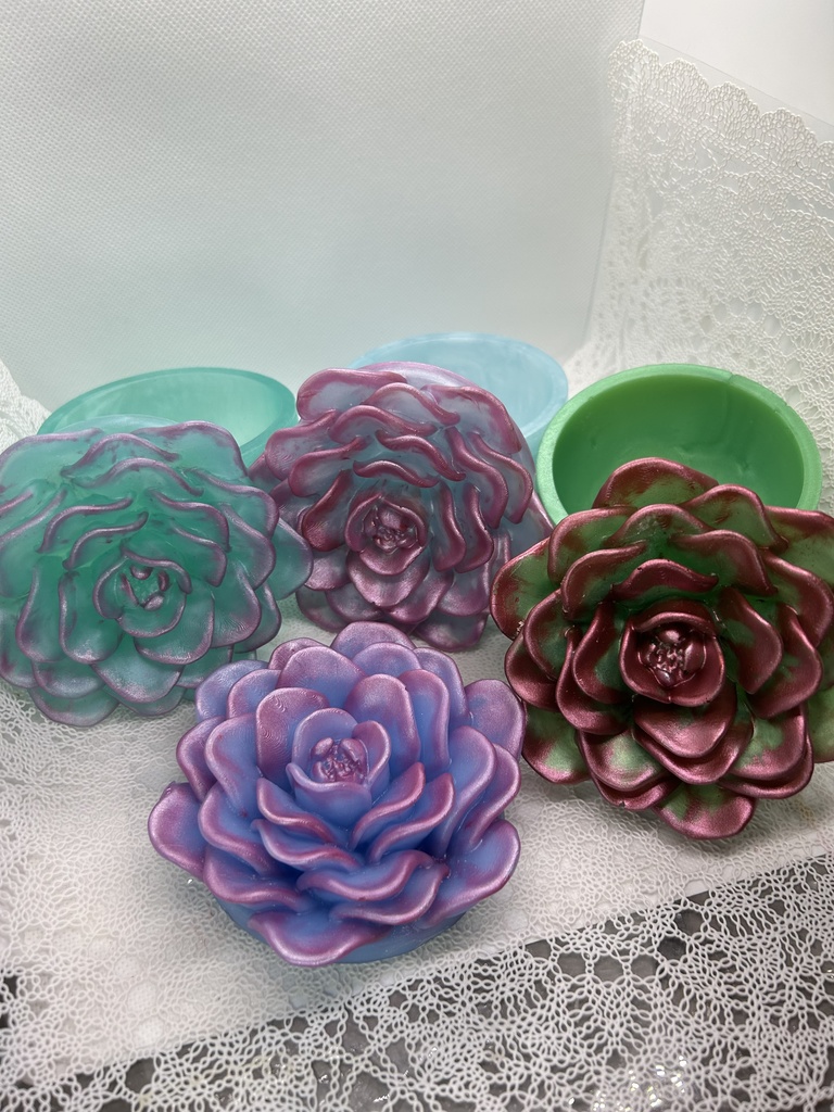 エケベリア風小物入れ緑×薄ピンクA アクセサリーケース インテリア 多肉植物 置物 プレゼントや贈り物に 2液レジン ハンドメイド