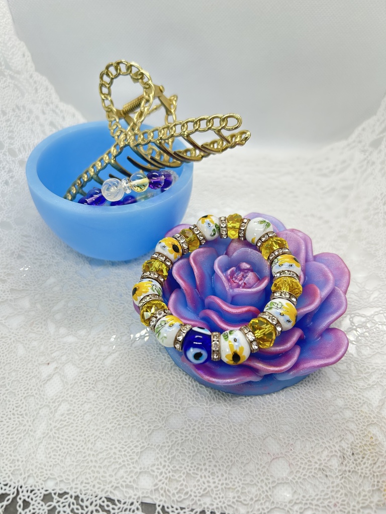 エケベリア風小物入水色×ピンクBアクセサリーケース インテリア 多肉植物 置物 プレゼントや贈り物に 2液レジン ハンドメイド