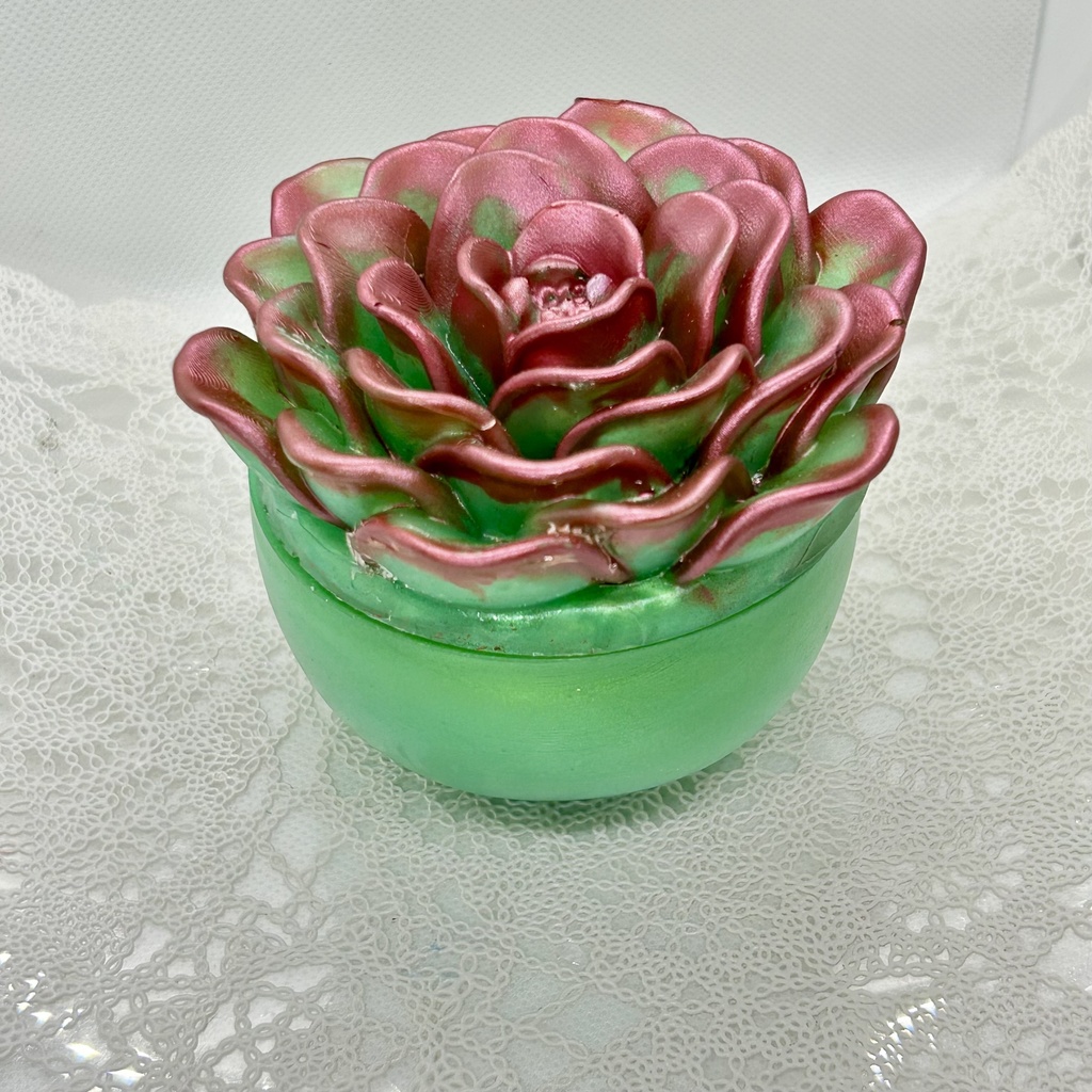 エケベリア風小物入黄緑×ワインレッドCアクセサリーケース インテリア 多肉植物 置物 プレゼントや贈り物に2液レジン ハンドメイド