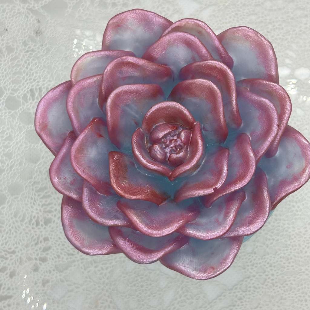 エケベリア風小物入水色×ピンクDアクセサリーケース インテリア 多肉植物 置物 プレゼントや贈り物に2液レジン ハンドメイド