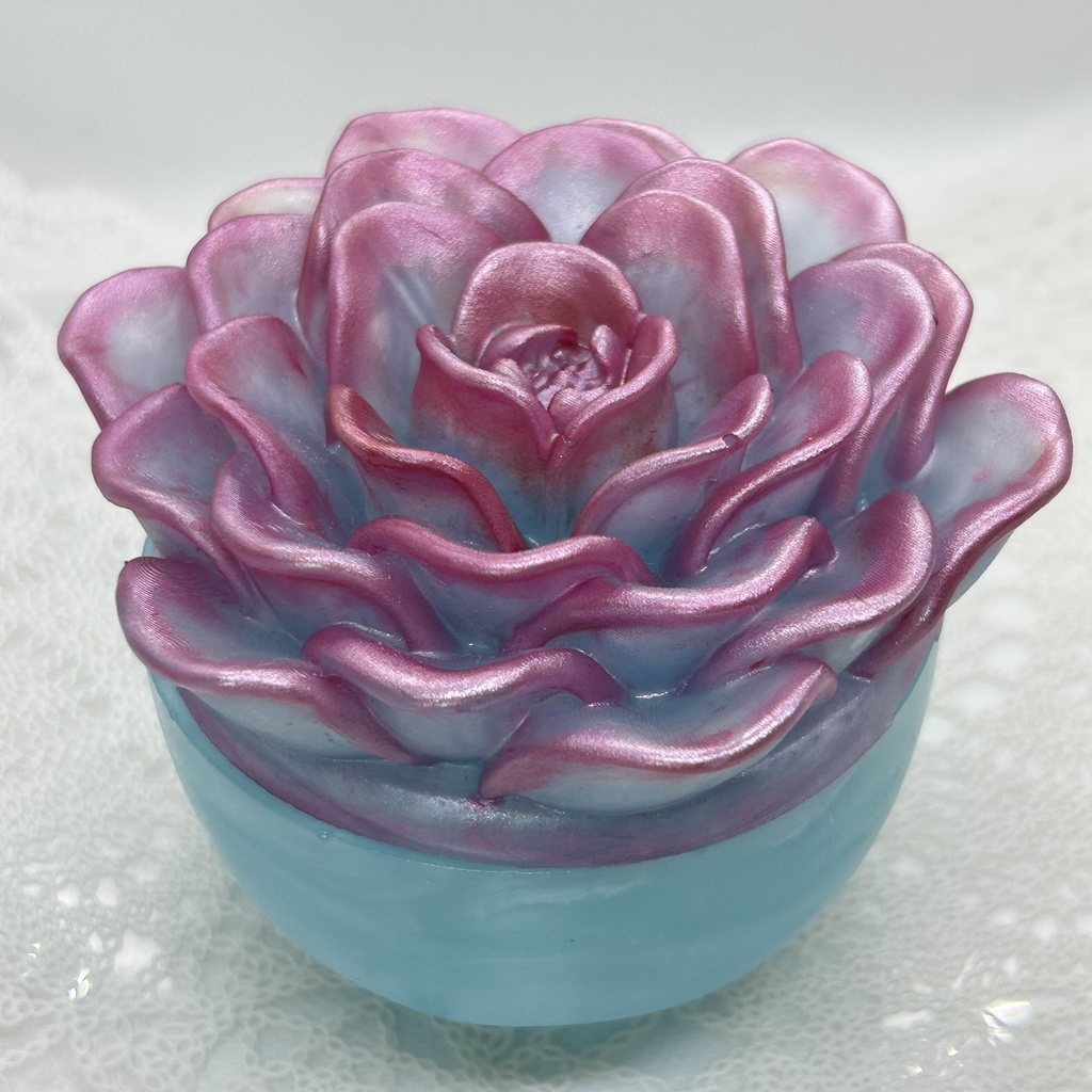 エケベリア風小物入水色×ピンクDアクセサリーケース インテリア 多肉植物 置物 プレゼントや贈り物に2液レジン ハンドメイド