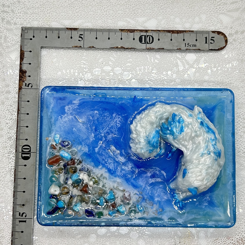 眠り狼は海辺の夢を見る アクセサリートレー ピアス イヤリング 収納 小物入れ メガネスタンド スマホスタンド2液レジン青推し色