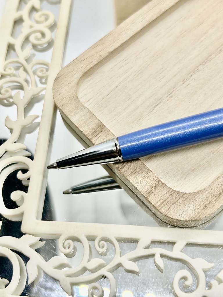 ⑧名前入れ可!キンモクセイ入りハーバリウムボールペン マリンブルー×青色金具シルバー ハンドメイド 推し活おしゃれギフト