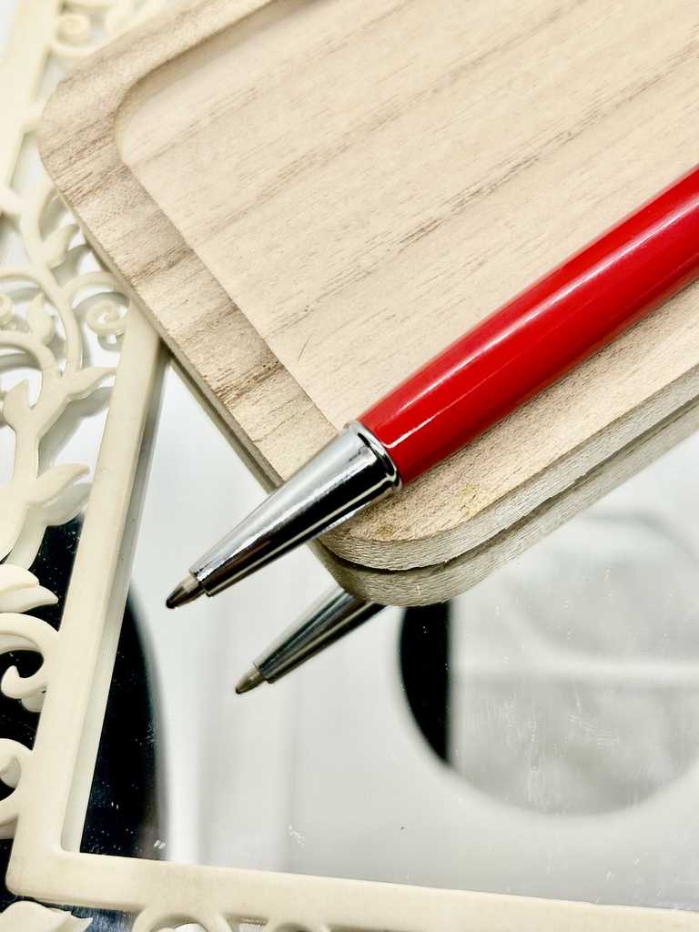 ⑬名前入れ可!キンモクセイ入りハーバリウムボールペン 赤×赤金具シルバー ハンドメイド 推し活おしゃれギフト