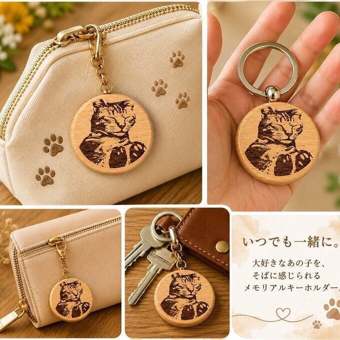【お写真から制作】うちの子 木製キーホルダー|犬 猫 ペット 名入れ オーダーメイド レーザー刻印