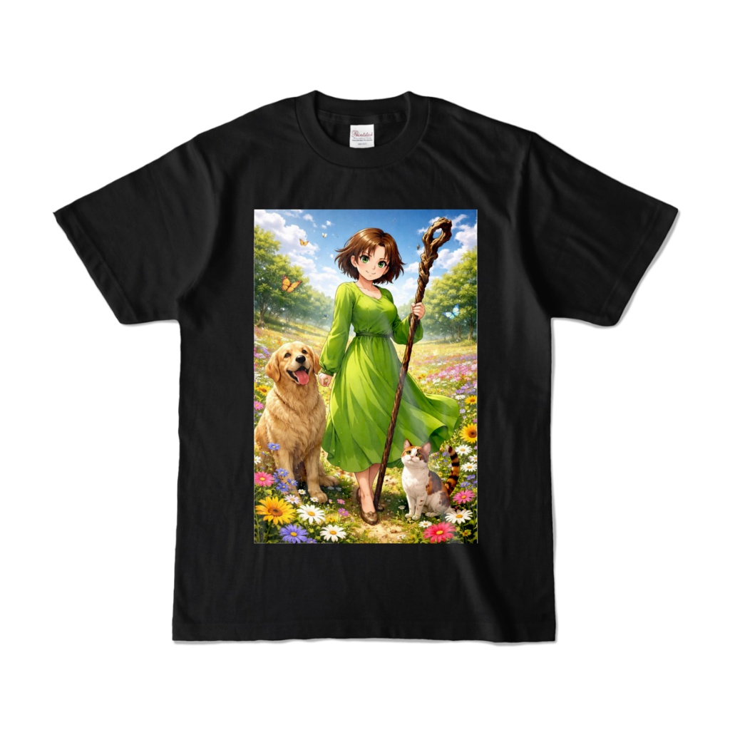 カラーTシャツ　ブラック　「たつき、エデンに立つ」