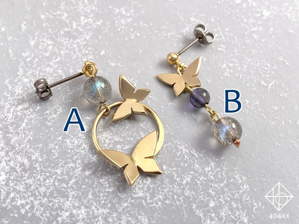 〈蝶の庭〉真鍮/片耳ピアス・イヤリング