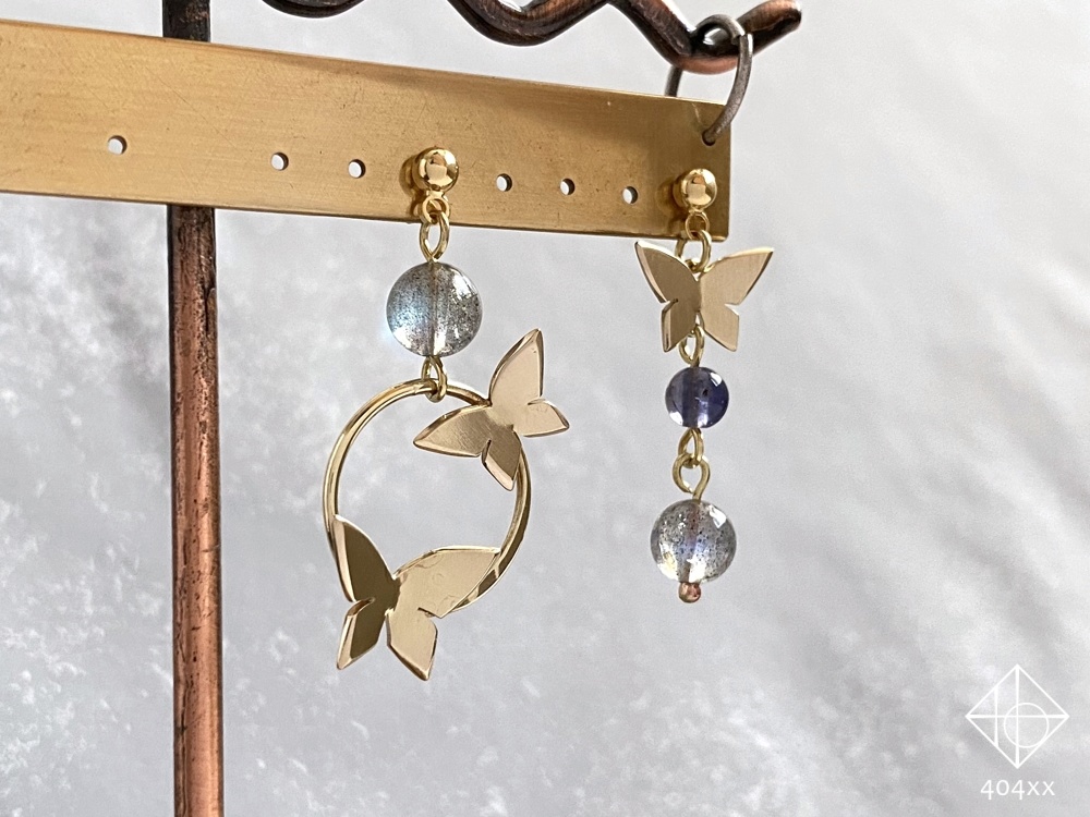 〈蝶の庭〉真鍮/片耳ピアス・イヤリング