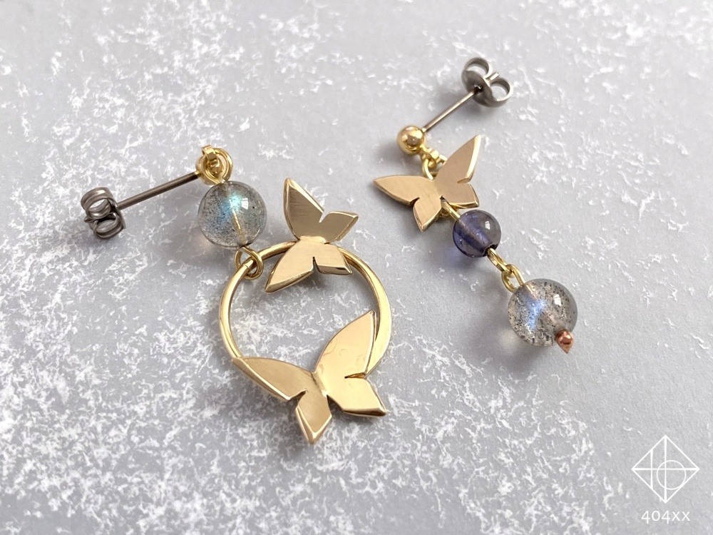 〈蝶の庭〉真鍮/片耳ピアス・イヤリング