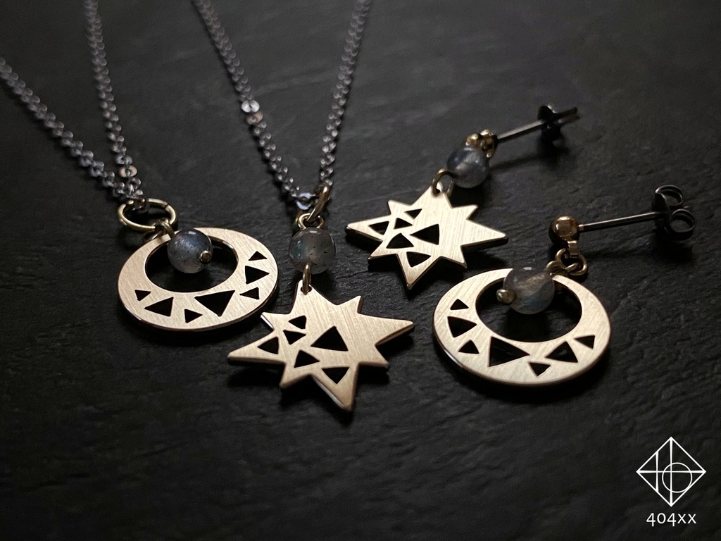 〈星影〉真鍮/ネックレス,耳飾り