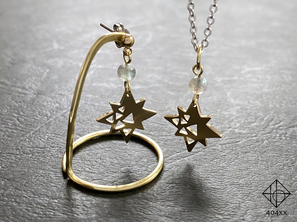 〈星影〉真鍮/ネックレス,耳飾り
