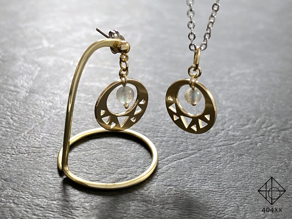 〈月影〉真鍮/ネックレス,耳飾り