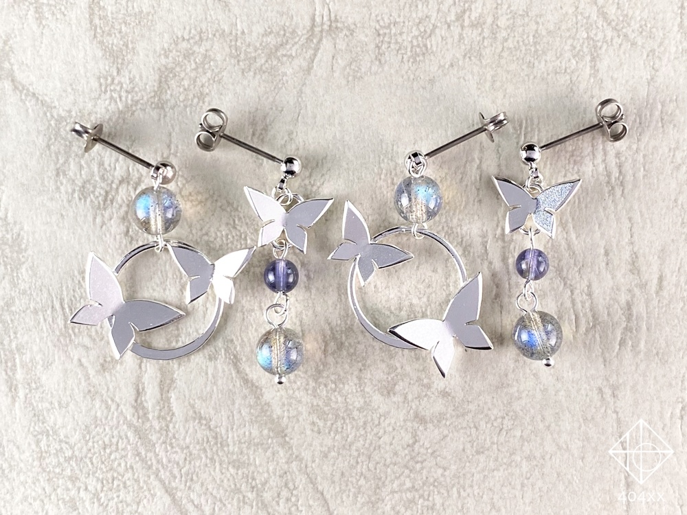 〈蝶の庭〉純銀/片耳ピアス・イヤリング