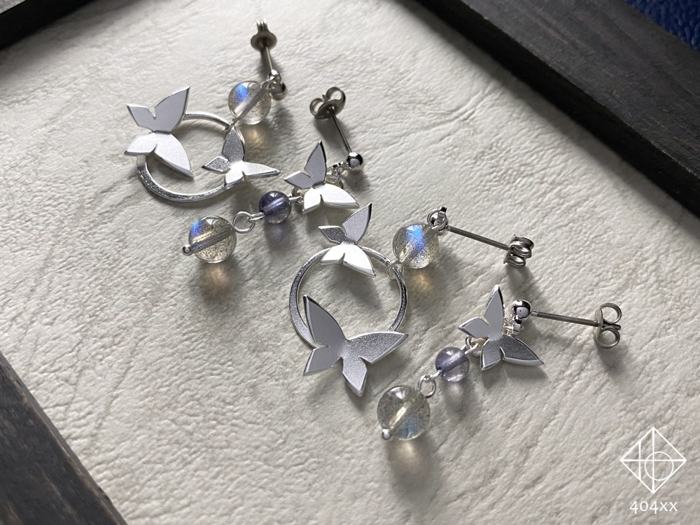 〈蝶の庭〉純銀/片耳ピアス・イヤリング