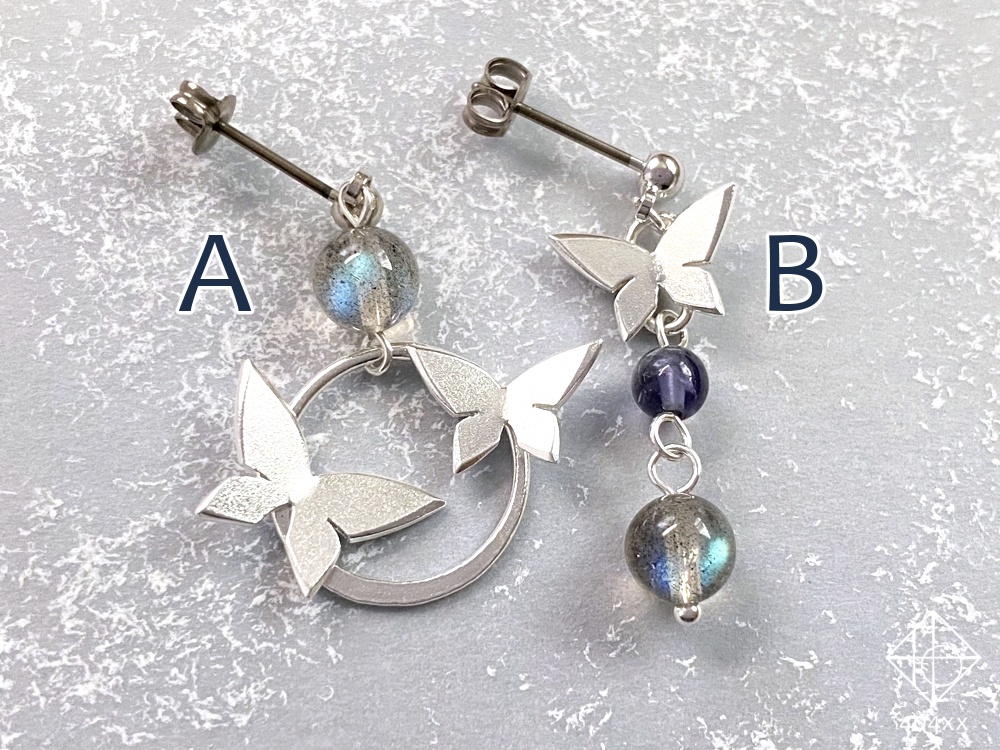 〈蝶の庭〉純銀/片耳ピアス・イヤリング