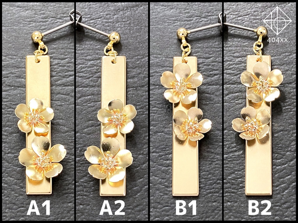 〈桜花〉片耳ピアス/イヤリング 真鍮