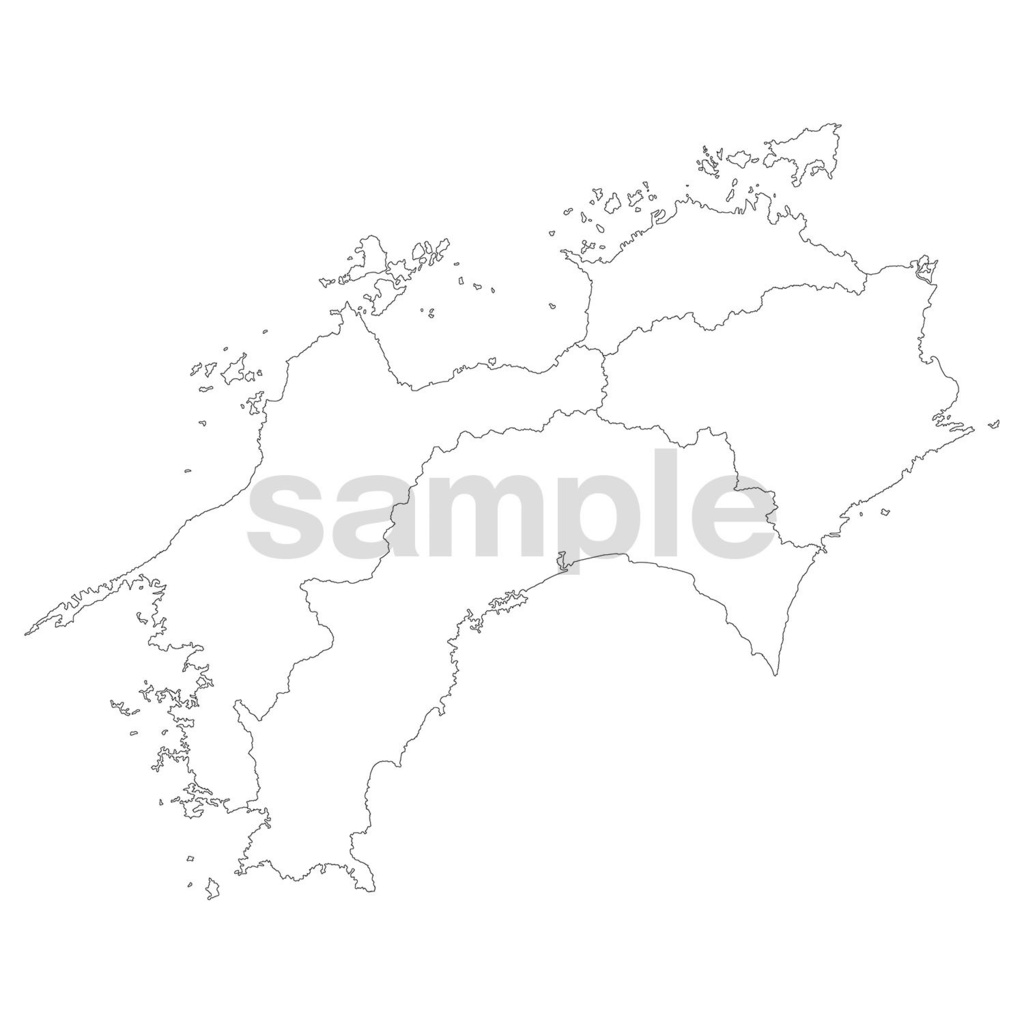 ふつうの白地図 四国地方 高精細