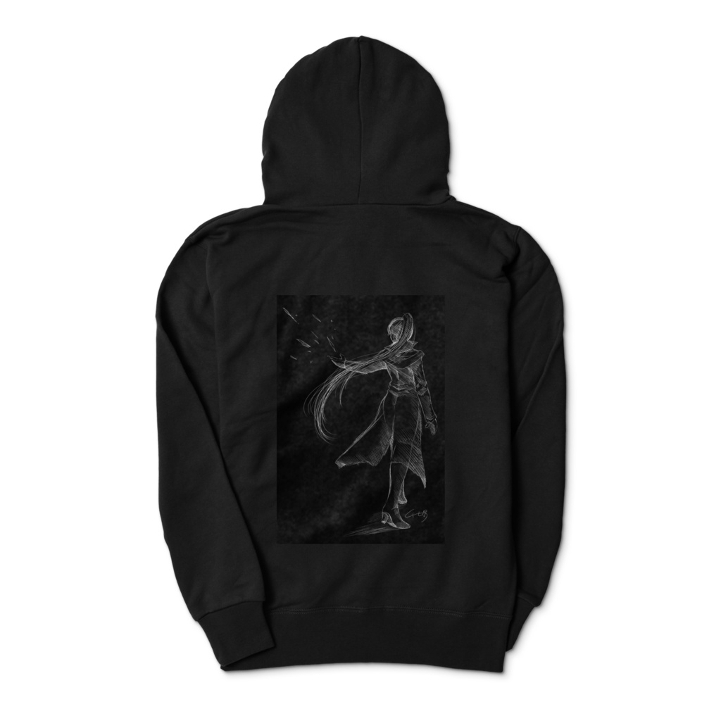 BlackHood両面プリント プルオーバーパーカー 黒