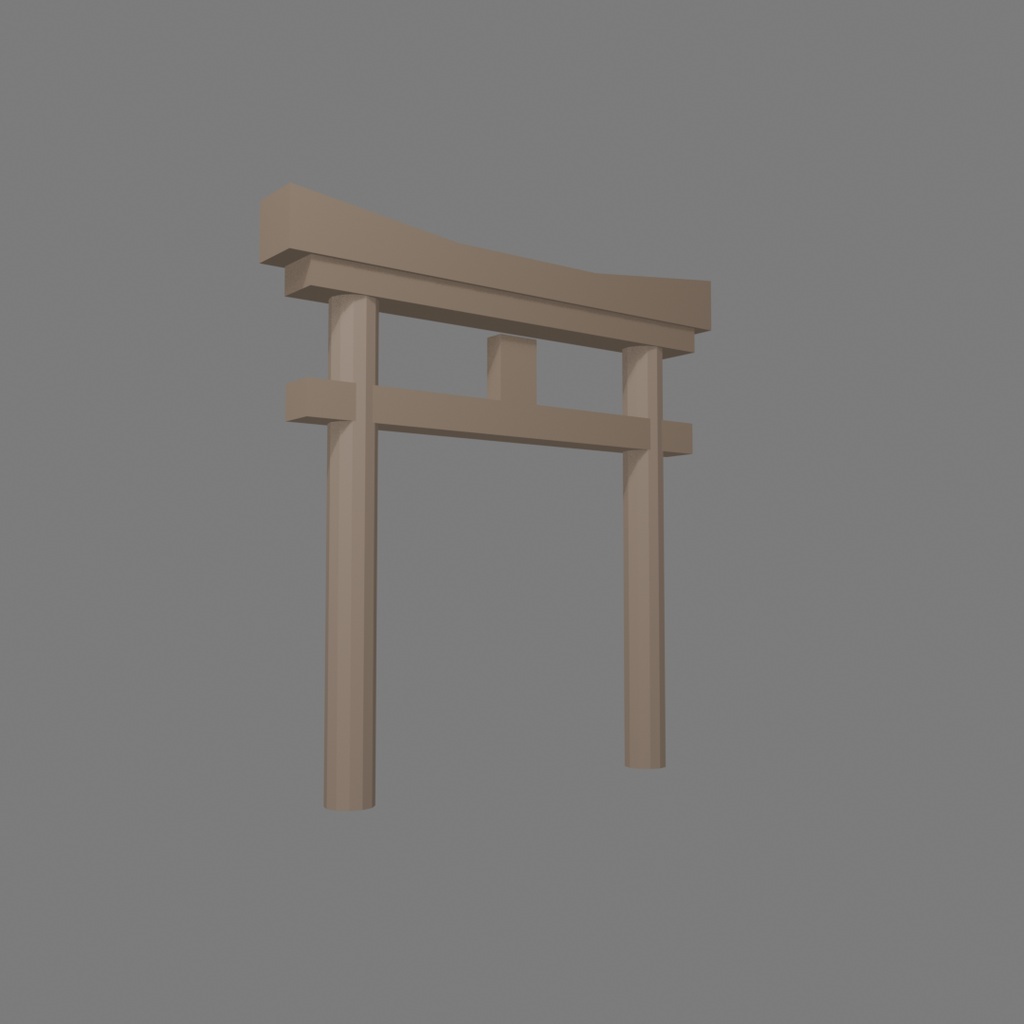 【和風ローポリ】明神鳥居 木色+朱色セット 3Dモデル | Low Poly Japanese Torii Gate
