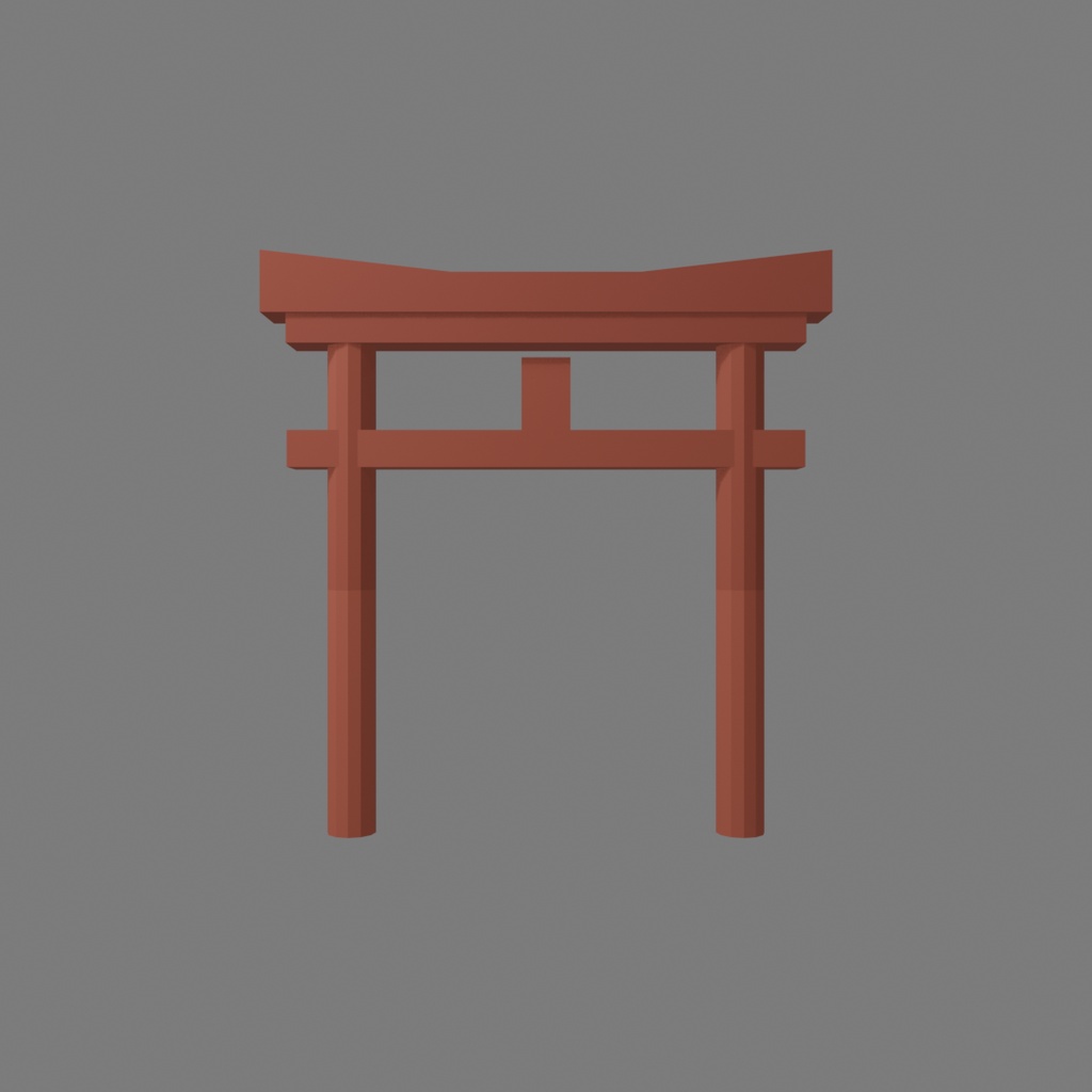 【和風ローポリ】明神鳥居 木色+朱色セット 3Dモデル | Low Poly Japanese Torii Gate