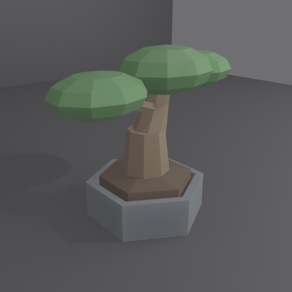 和風ローポリ盆栽（黒松風）3Dモデル｜Low Poly Bonsai Pine - Japanese Zen 3D Asset