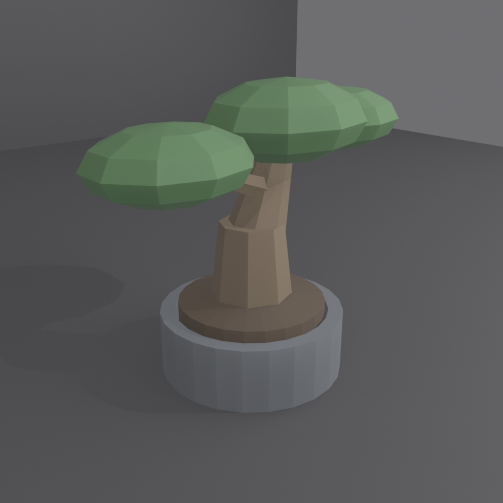 和風ローポリ盆栽(黒松風)3Dモデル|Low Poly Bonsai Pine - Japanese Zen 3D Asset