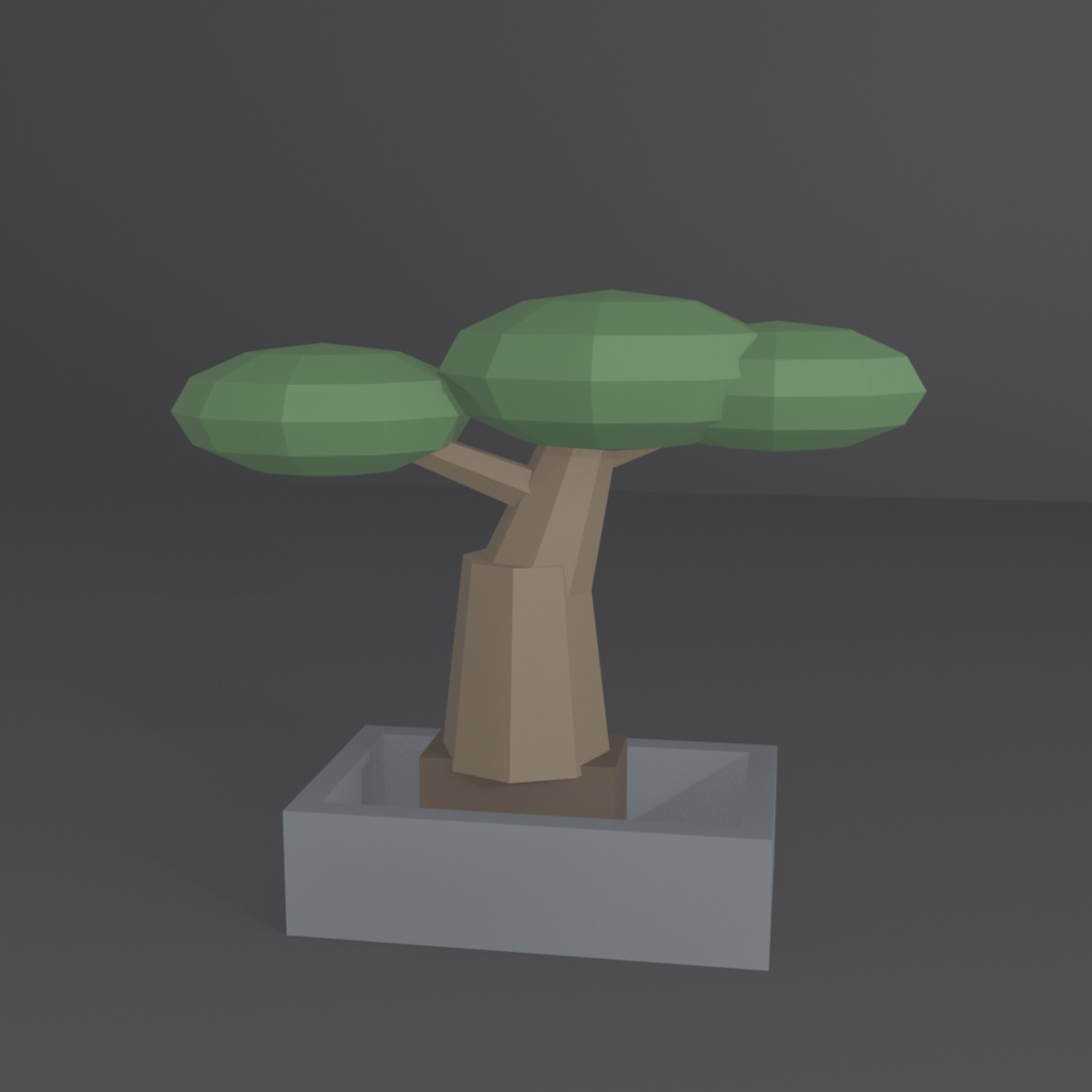 和風ローポリ盆栽(黒松風)3Dモデル |Low Poly Bonsai Pine - Japanese Zen 3D Asset