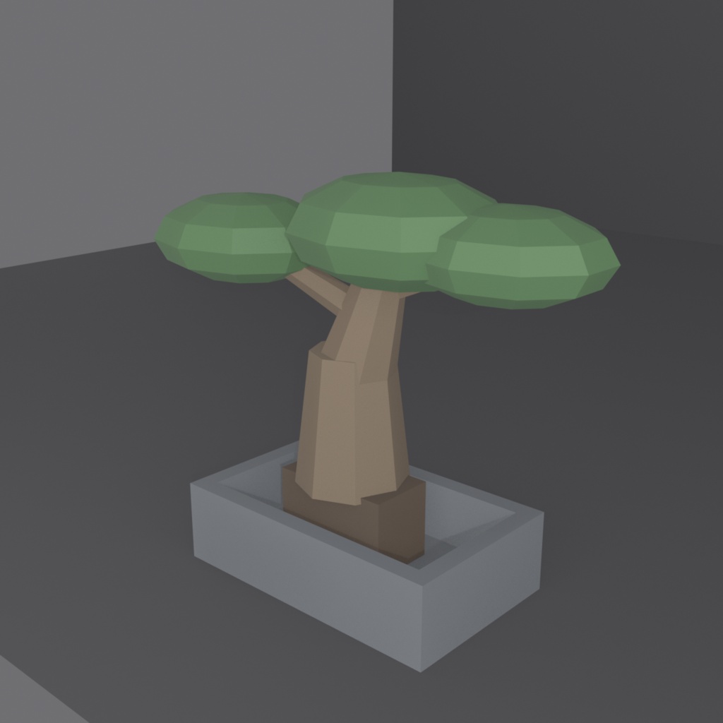 和風ローポリ盆栽（黒松風）3Dモデル ｜Low Poly Bonsai Pine - Japanese Zen 3D Asset