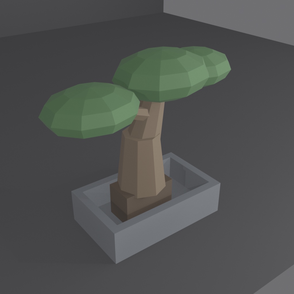 和風ローポリ盆栽(黒松風)3Dモデル |Low Poly Bonsai Pine - Japanese Zen 3D Asset