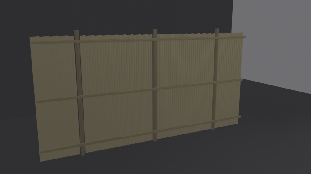 和風ローポリ 建仁寺垣（竹垣）3Dモデル/ Japanese Bamboo Fence (Kenninji-gaki) Low Poly