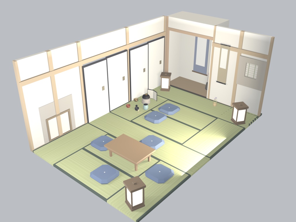 【まとめ買い】和室+茶室 24点セット|VRChat向け 畳・襖・障子・床の間+茶道具ひと揃い ローポリ和風