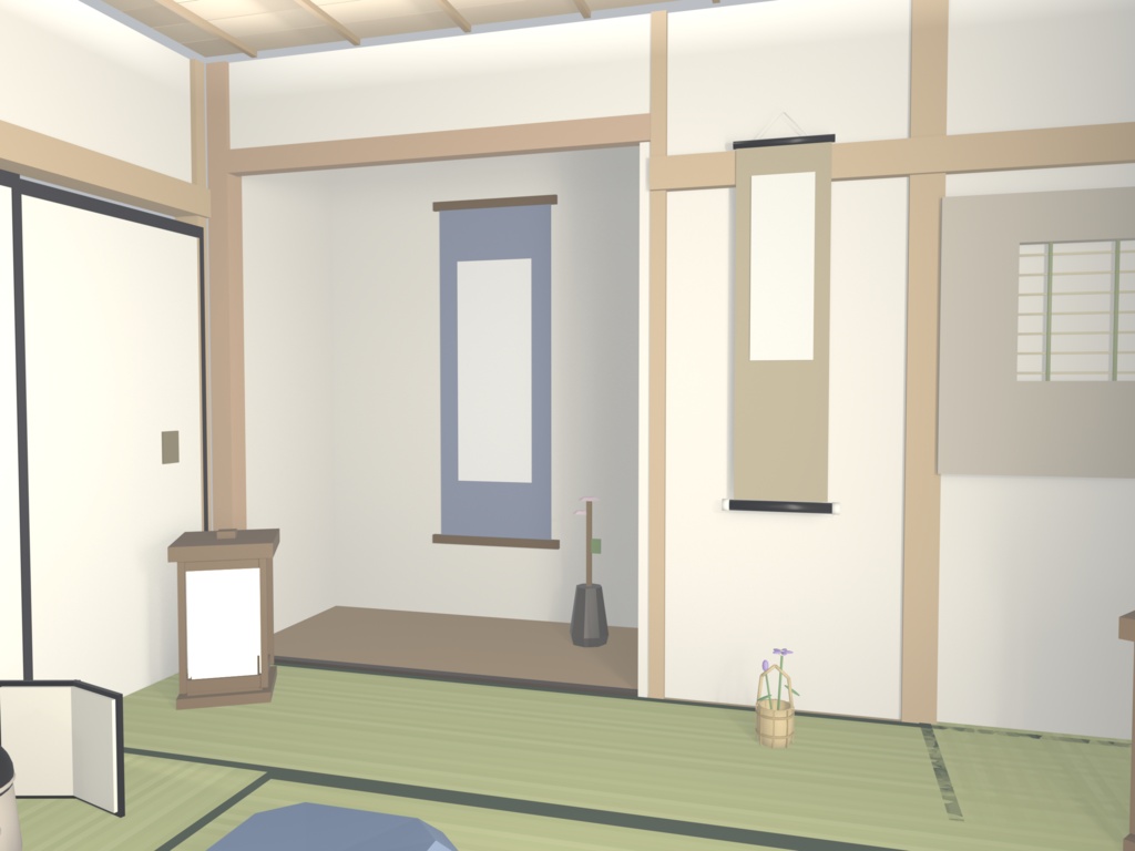 【まとめ買い】和室+茶室 24点セット|VRChat向け 畳・襖・障子・床の間+茶道具ひと揃い ローポリ和風