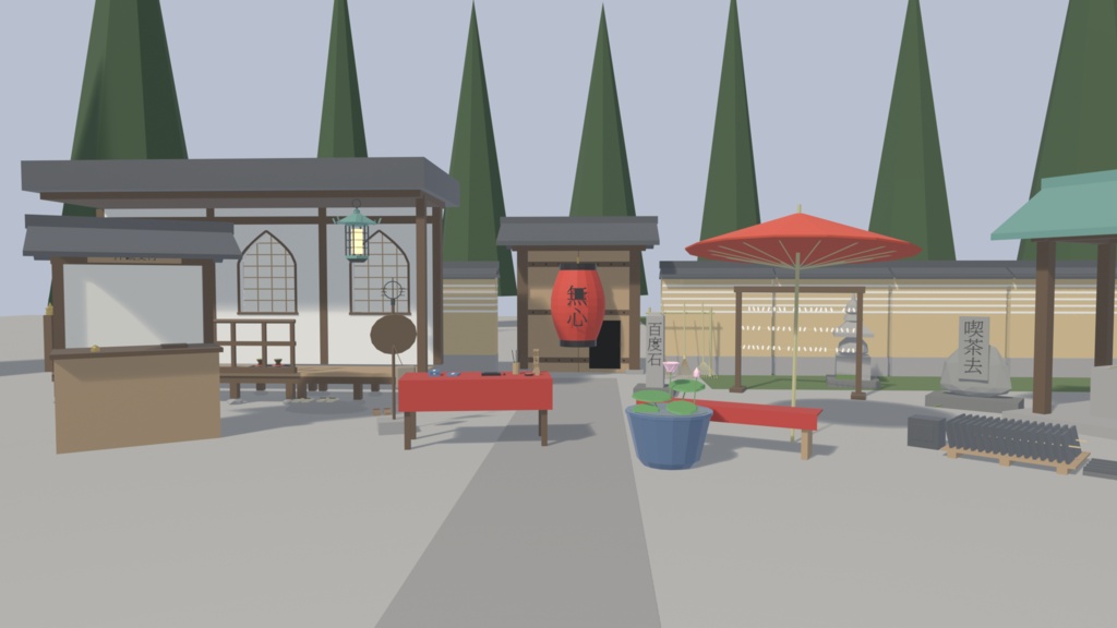 禅寺・古刹セット 50点|¥500|VRChat向け和風ローポリ 山門・本堂・鐘楼・三重塔・坐禅堂(テクスチャ不要)