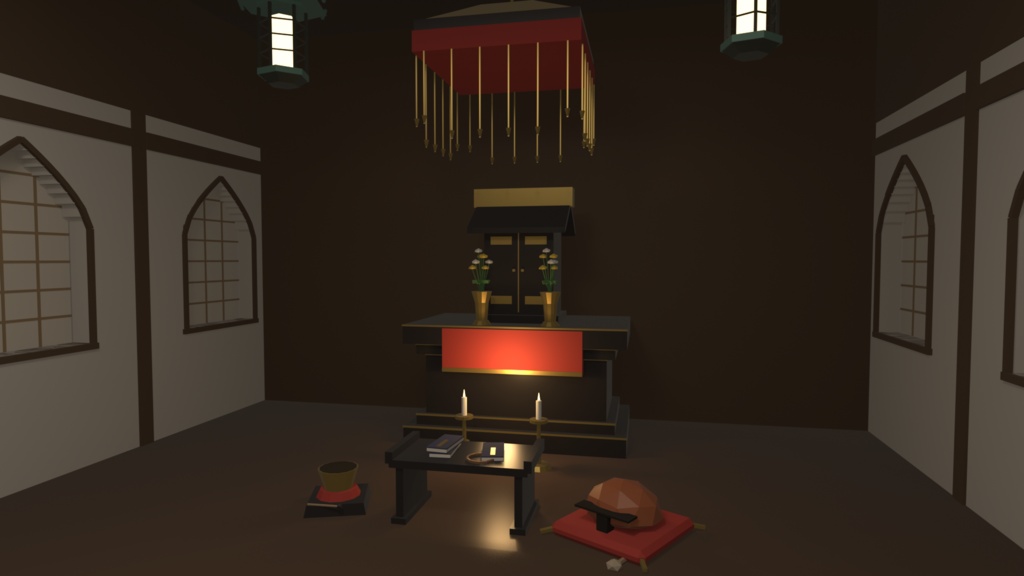 禅寺・古刹セット 50点|¥500|VRChat向け和風ローポリ 山門・本堂・鐘楼・三重塔・坐禅堂(テクスチャ不要)